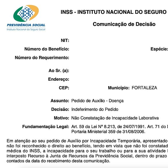 Os motivos para indeferimento do INSS