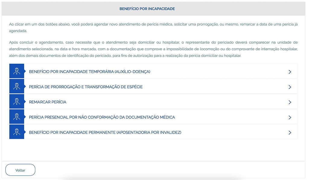 Tipos de benefício por incapacidade