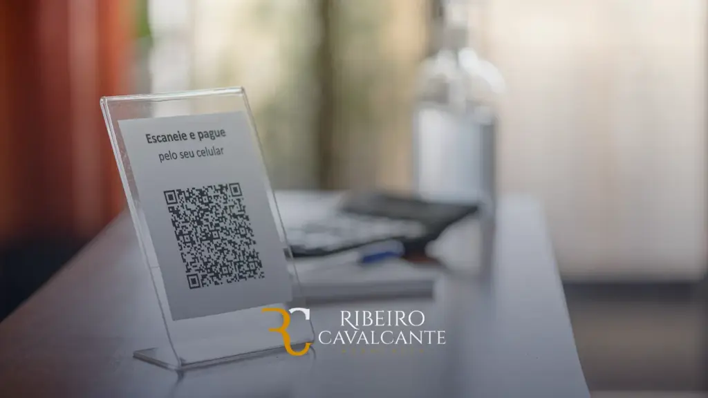 Placa com QR code para pagamento móvel