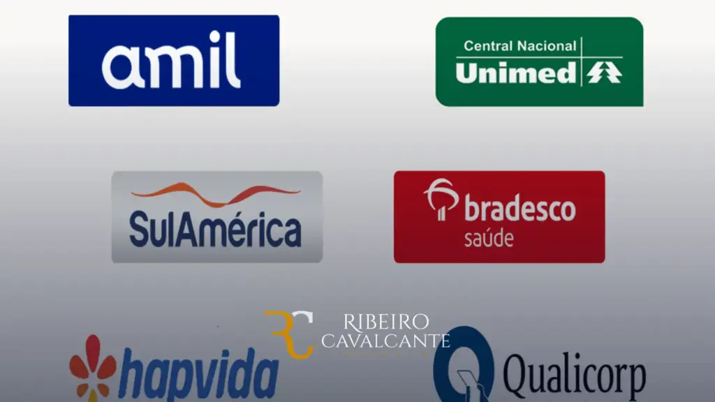 Logotipos de várias operadoras de saúde brasileiras