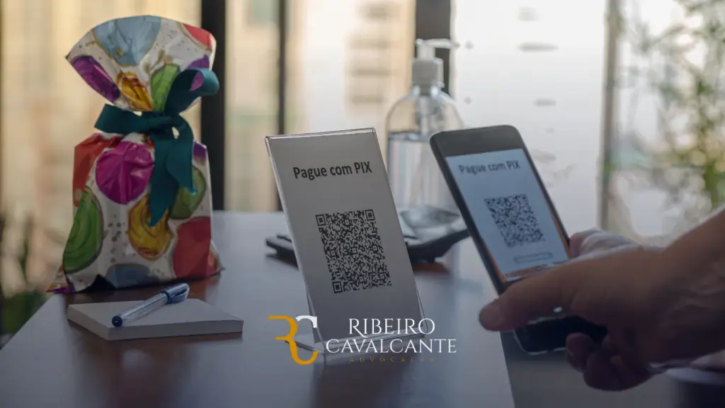 Celular e suporte com QR Code para pagamento via PIX